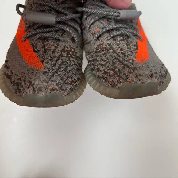 Adidas Yeezy Boost 350 V2 Sneakers/Gray with vibrant orange details Kids- Size 8 - Picture 5 of 11